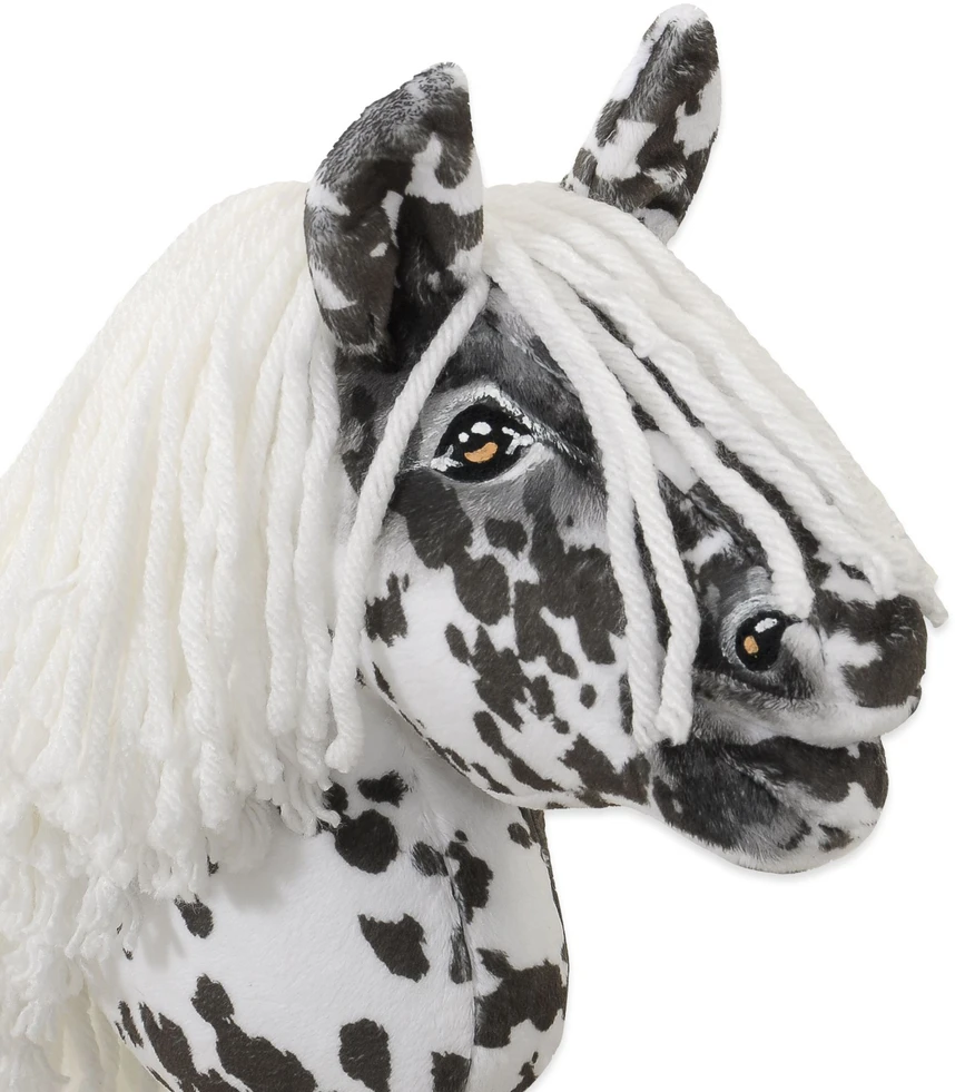 Hobby Horse lazdelinis arkliukas Premium leopardinis su balta karčiais A5