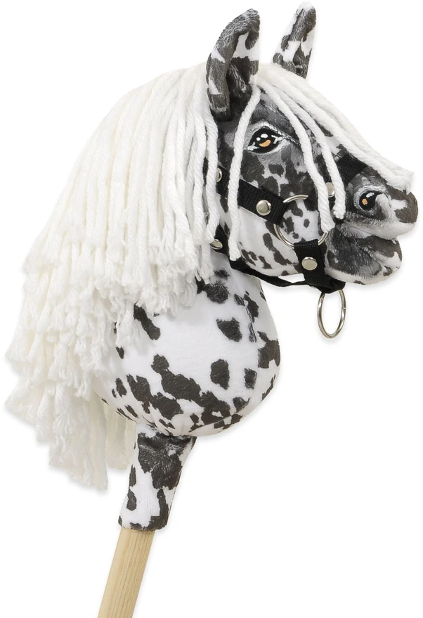 Hobby Horse lazdelinis arkliukas Premium leopardinis su balta karčiais A5