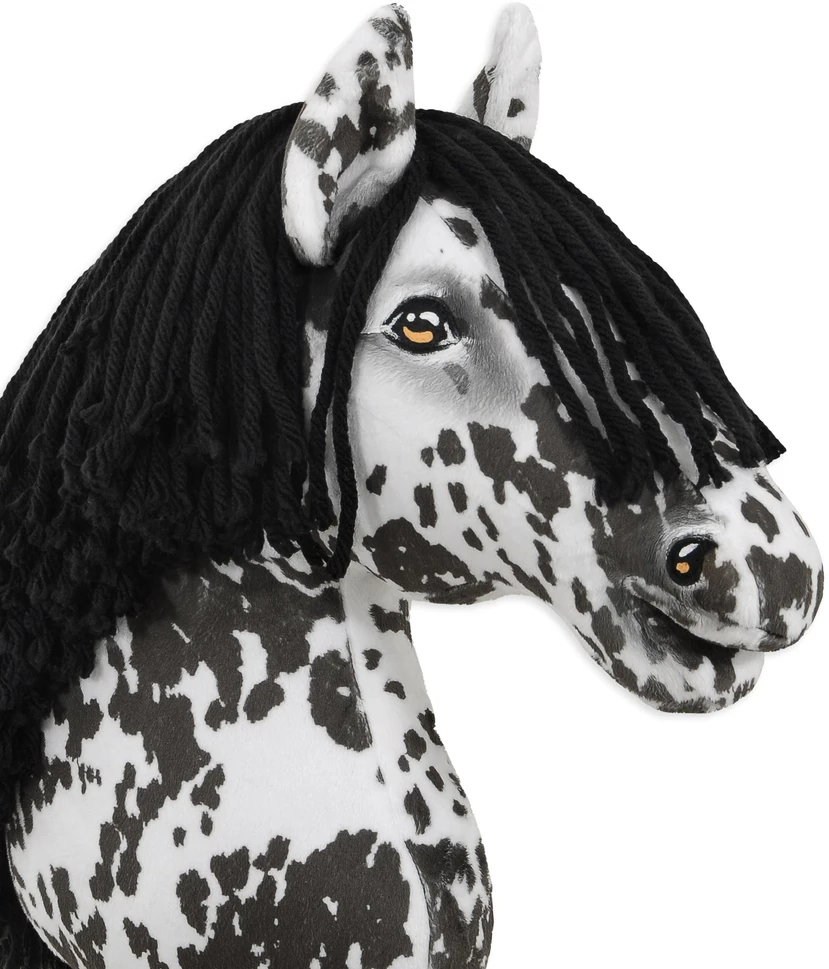 Super Hobby Horse Medinis žirgas su kotu – leopardinis, juoda karčia