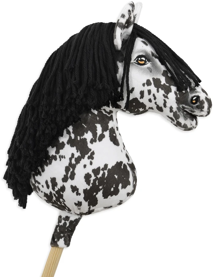 Super Hobby Horse Medinis žirgas su kotu – leopardinis, juoda karčia