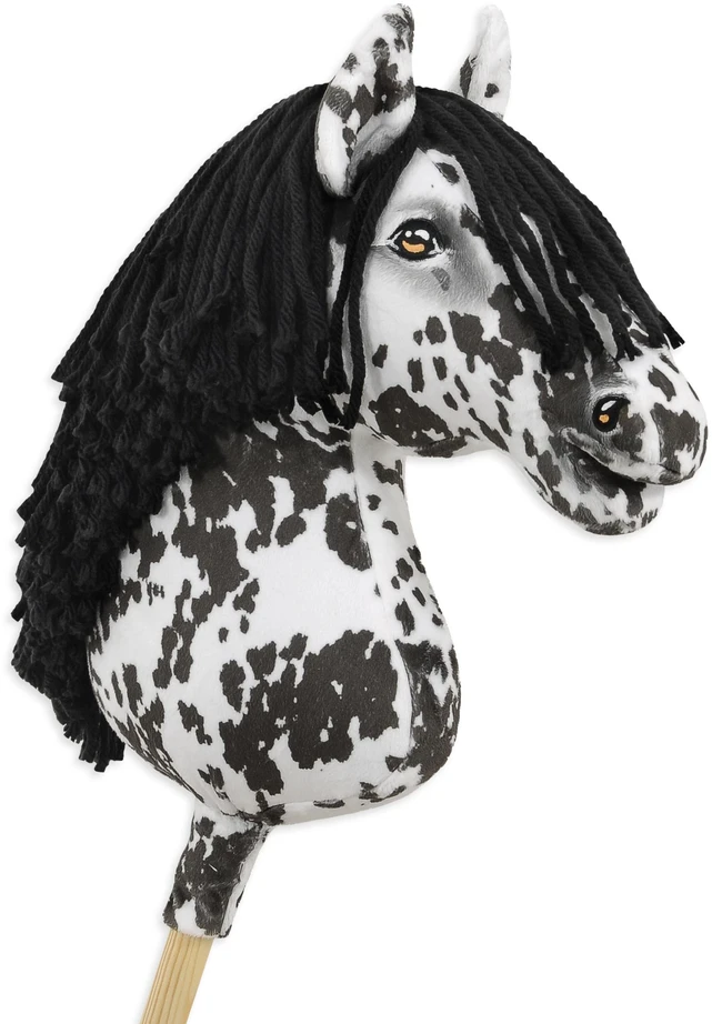 Super Hobby Horse Medinis žirgas su kotu – leopardinis, juoda karčia