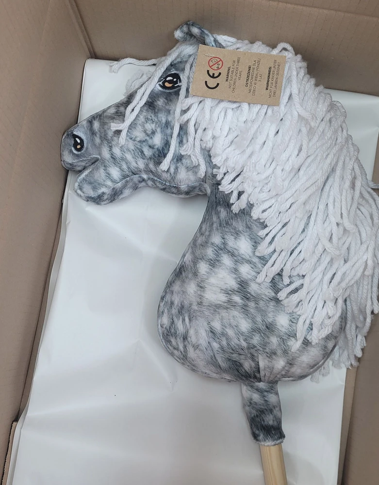 Super Hobby Horse Medinis hobio arkliukas pilkas su balta karčia