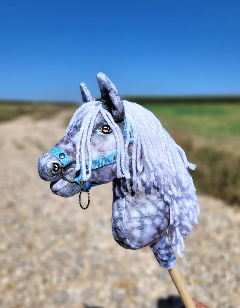 Hobby Horse lazdelinis arkliukas su balta karčiene Super Hobby Horse Premium