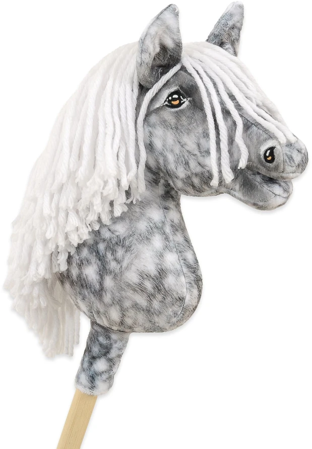 Hobby Horse lazdelinis arkliukas su balta karčiene Super Hobby Horse Premium