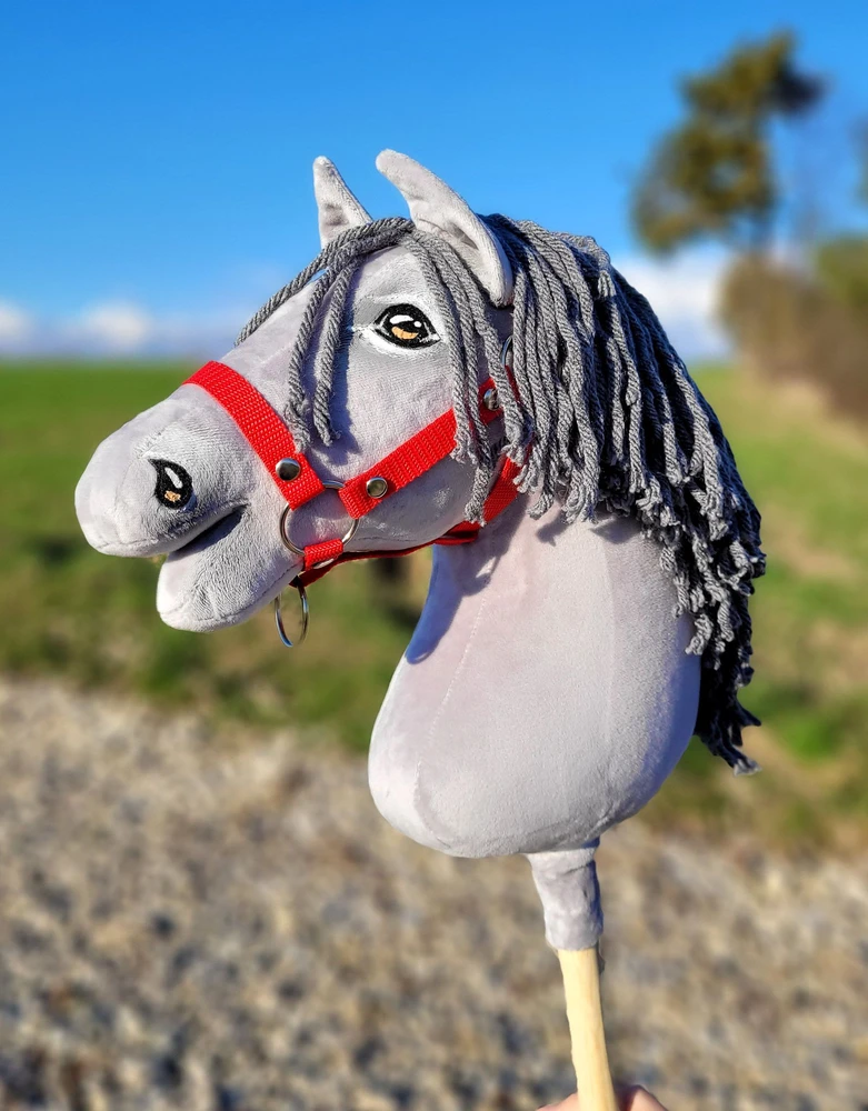 Super Hobby Horse Medinis žaislinis arkliukas – pilkas su pilka karčiais