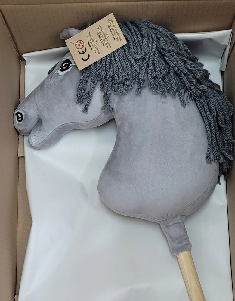 Super Hobby Horse Medinis žaislinis arkliukas – pilkas su pilka karčiais
