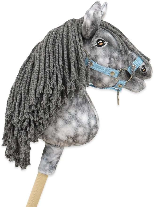 Super Hobby Horse Žirgas ant lazdelės vaikams, pilkas su pilka karčiu