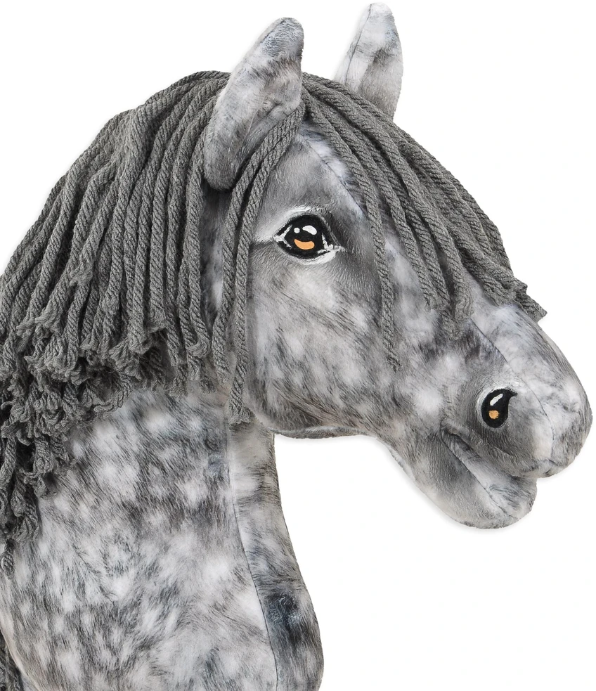 Super Hobby Horse Medinis žirgas su pilka karčiais – margas pilkas