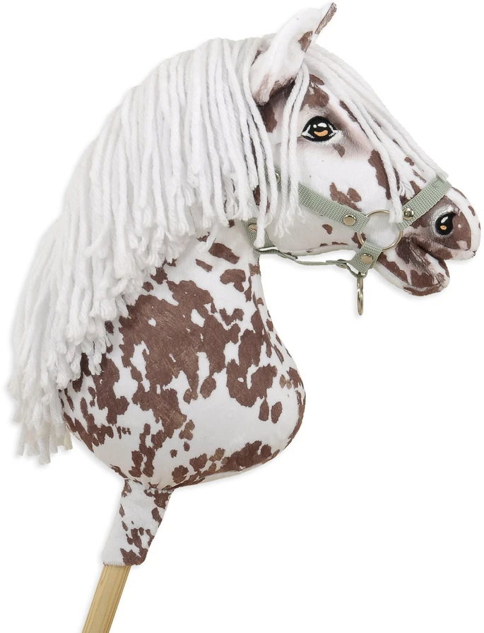 Hobby horse arkliukas Super Hobby Horse Premium – rudas leopardinis arkliukas su baltais karčiais A3