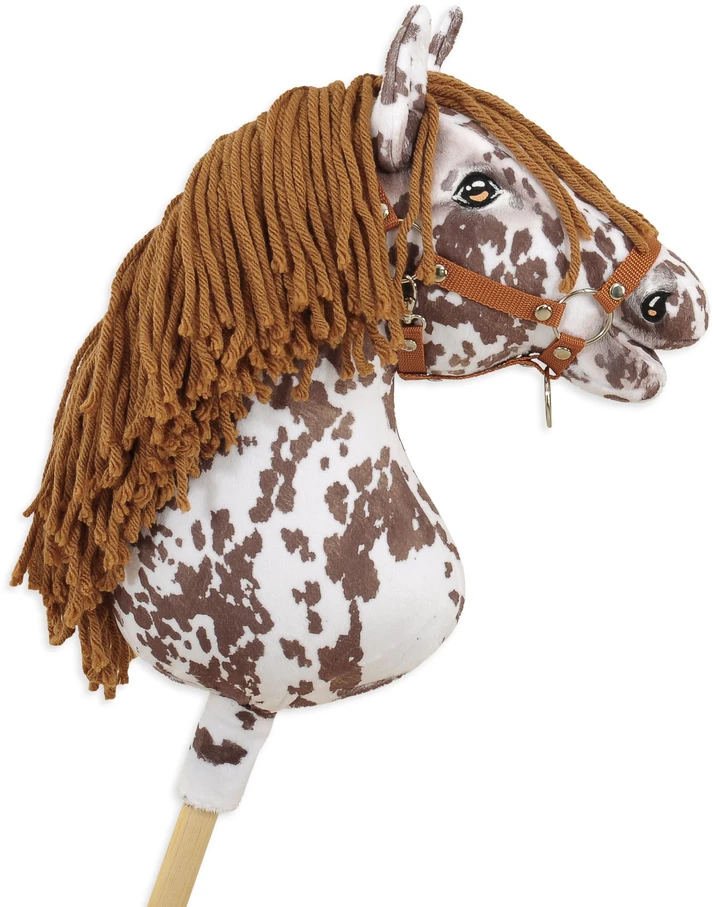 Super Hobby Horse Medinis žirgas su kotu – rudas leopardinis su ruda karčia
