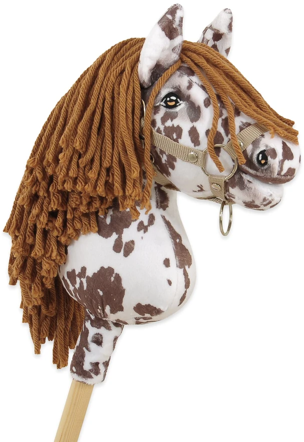 Super Hobby Horse Hobby Horse lazdelinis arkliukas rudas leopardinis su ruda karčiais Premium A4