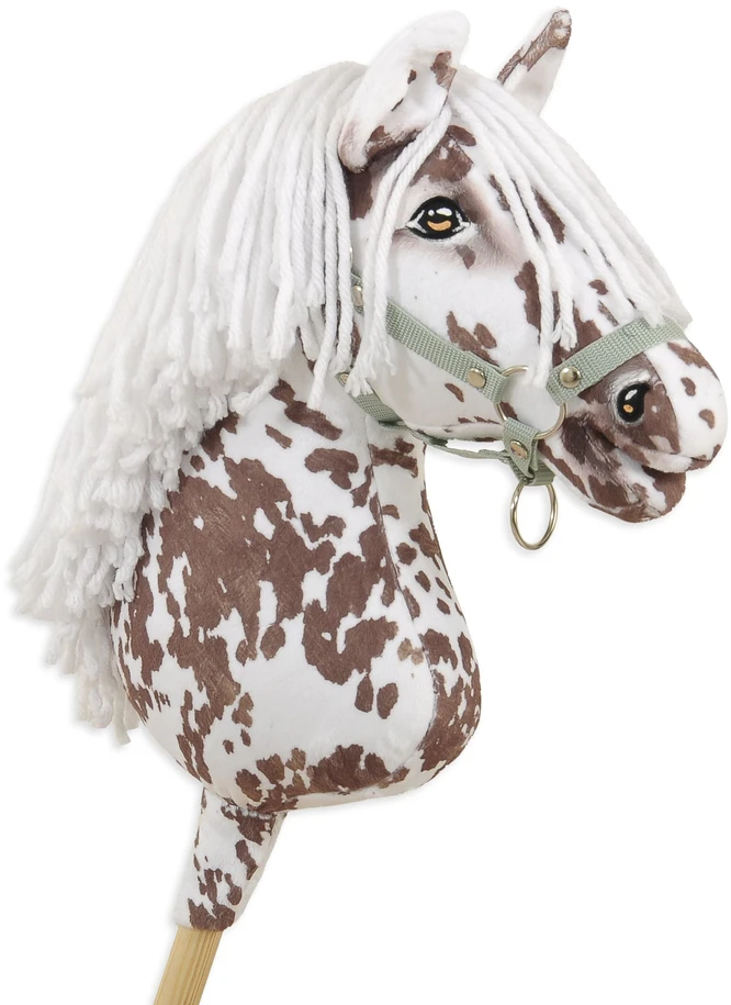 Hobby horse arkliukas Super Hobby Horse Premium – rudas leopardinis arkliukas su baltais karčiais A3