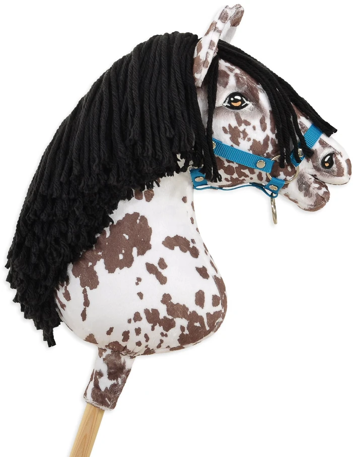 Super Hobby Horse Medinis žirgas su kotu – rudas leopardinis su juoda karčiais