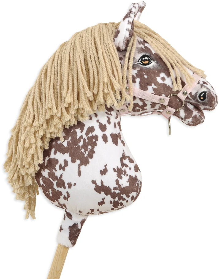 Super Hobby Horse Medinis žirgas su kotu – rudas leopardinis su smėlio spalvos karčiais