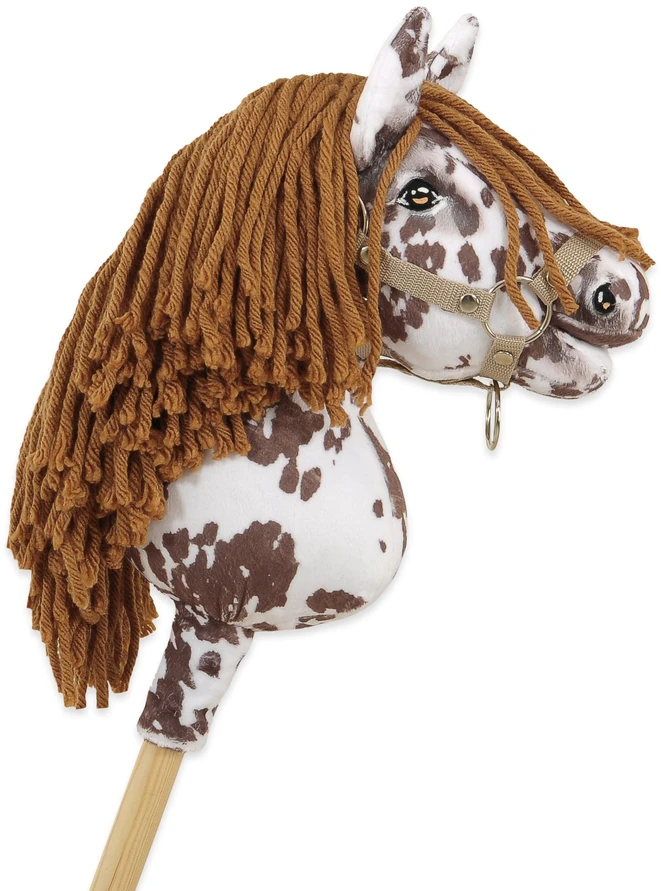 Super Hobby Horse Hobby Horse lazdelinis arkliukas rudas leopardinis su ruda karčiais Premium A4