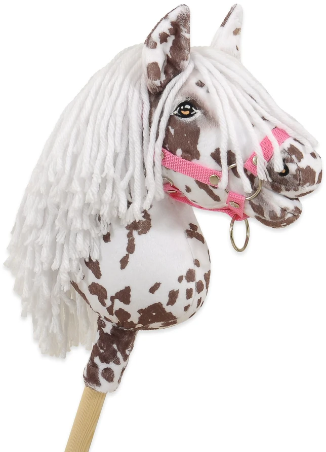 Super Hobby Horse Hobby Horse lazdelinis arkliukas rudas leopardas su balta karčiais A4