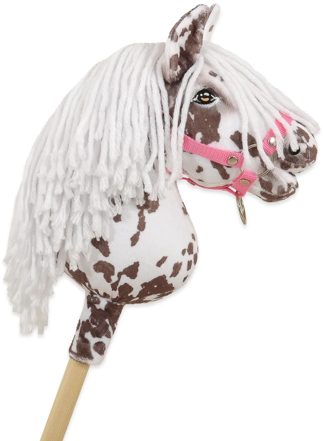 Super Hobby Horse Hobby Horse lazdelinis arkliukas rudas leopardas su balta karčiais A4