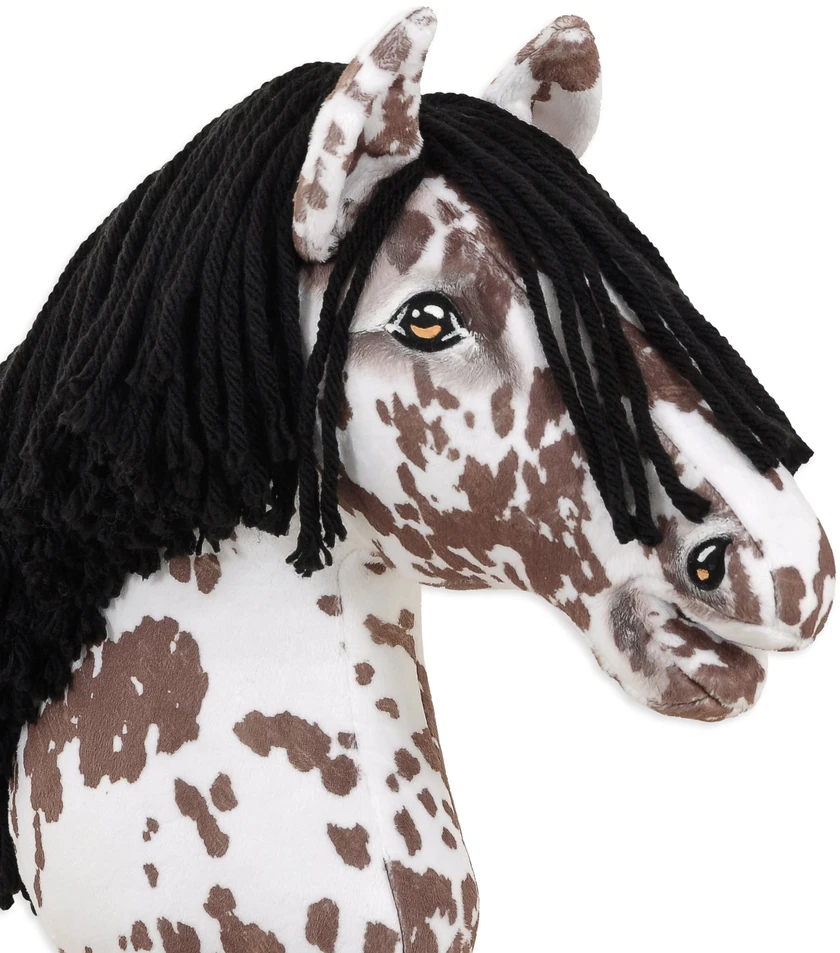 Super Hobby Horse Medinis žirgas su kotu – rudas leopardinis su juoda karčiais