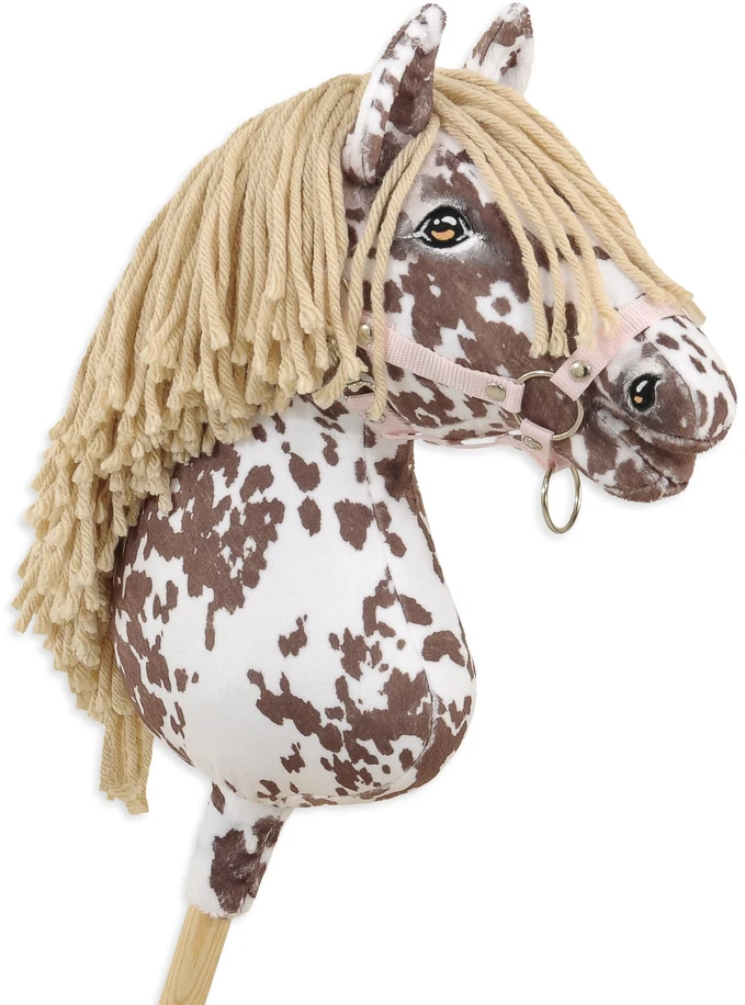 Super Hobby Horse Medinis žirgas su kotu – rudas leopardinis su smėlio spalvos karčiais