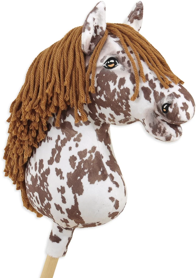 Super Hobby Horse Medinis žirgas su kotu – rudas leopardinis su ruda karčia