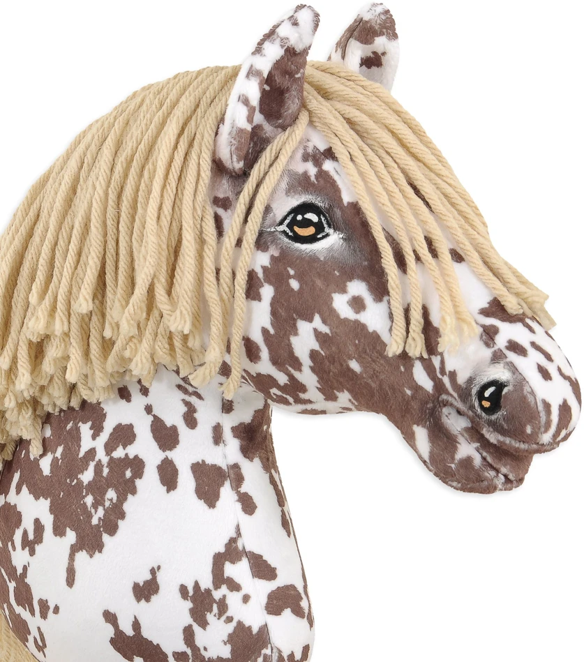 Super Hobby Horse Medinis žirgas su kotu – rudas leopardinis su smėlio spalvos karčiais