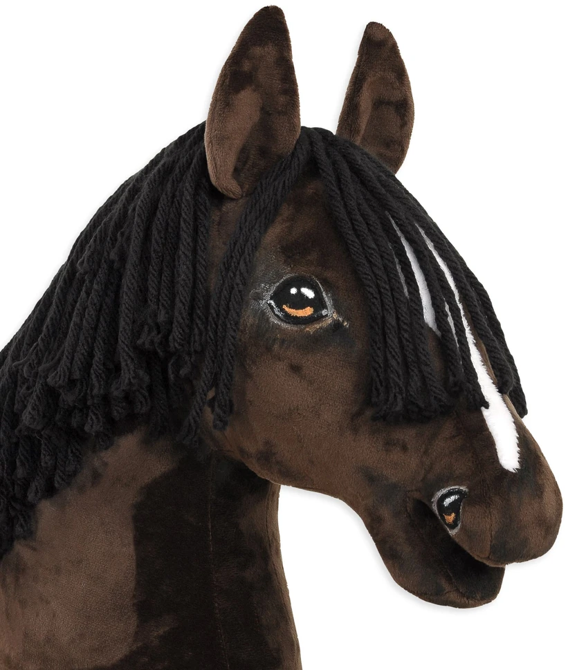 Super Hobby Horse Medinis žirgas su kotu – tamsiai rudas, premium