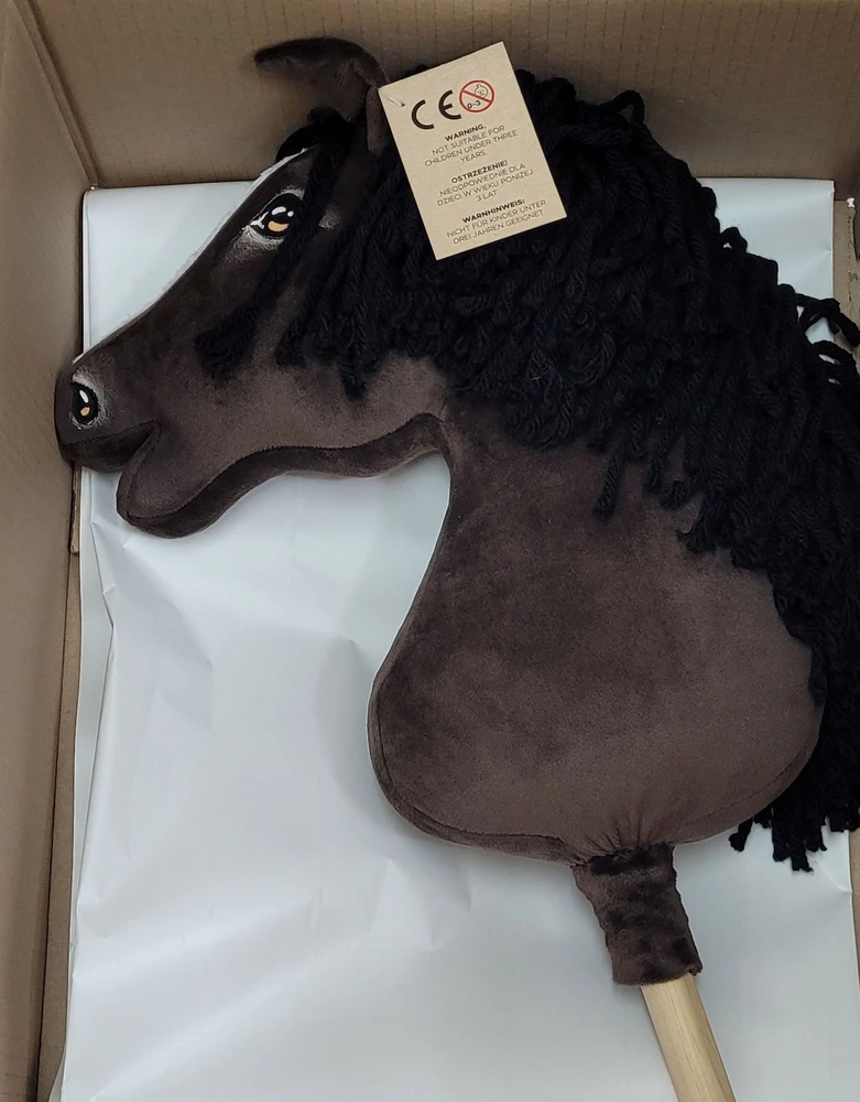 Super Hobby Horse Medinis žirgas su kotu – tamsiai rudas, premium