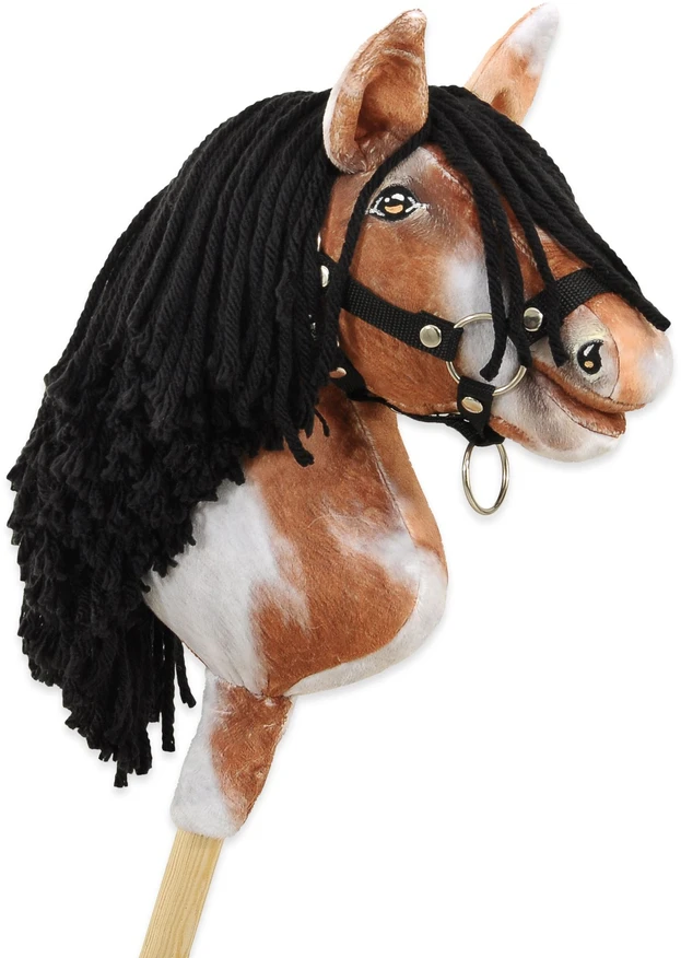 Hobby Horse lazdelinis arkliukas tobiano bay su juoda karčiene Super Hobby Horse Premium