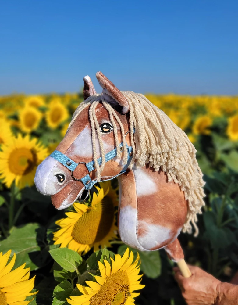 Super Hobby Horse Medinis hobis žirgas tobiano rudas su smėlio spalvos karčiais