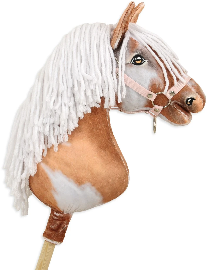 Super Hobby Horse Medinis žirgas su kotu – rudas tobiano su balta karčiais