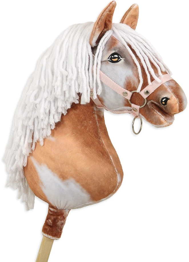 Super Hobby Horse Medinis žirgas su kotu – rudas tobiano su balta karčiais