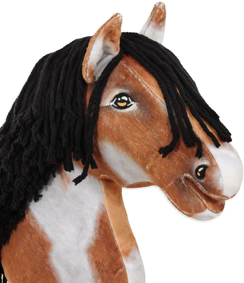 Super Hobby Horse Medinis hobis arkliukas tobiano bėras su juoda karčia