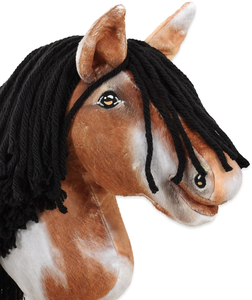 Hobby Horse lazdelinis arkliukas tobiano bay su juoda karčiene Super Hobby Horse Premium