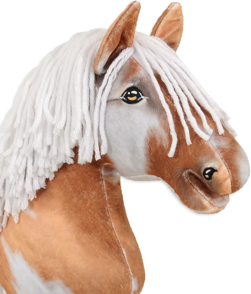 Super Hobby Horse Medinis žirgas su kotu – rudas tobiano su balta karčiais