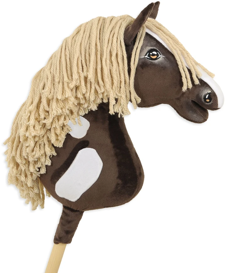Super Hobby Horse Medinis žirgas su lazda tamsiai rudas – Premium Western