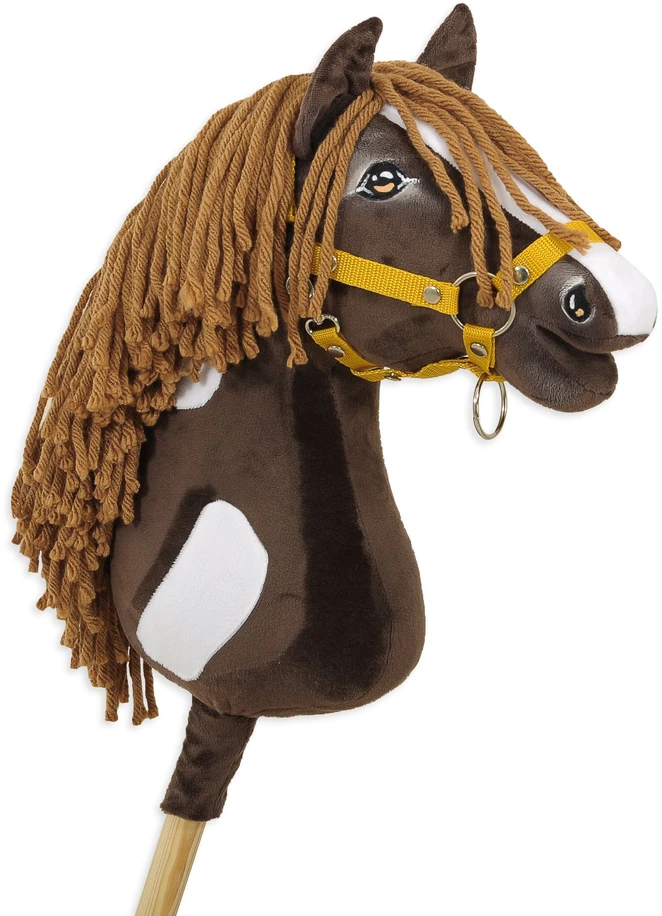 Super Hobby Horse Medinis arkliukas su lazda – tamsiai rudas, vakarietiško stiliaus