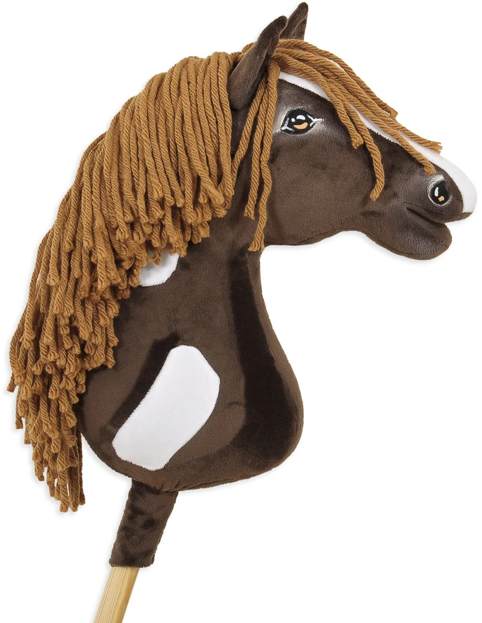 Super Hobby Horse Medinis arkliukas su lazda – tamsiai rudas, vakarietiško stiliaus