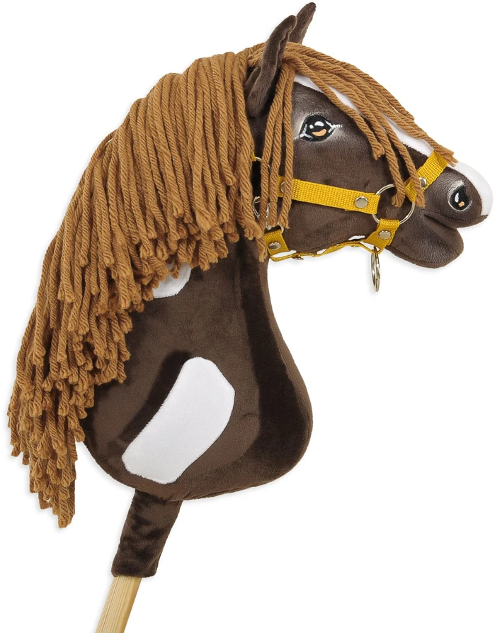 Super Hobby Horse Medinis arkliukas su lazda – tamsiai rudas, vakarietiško stiliaus