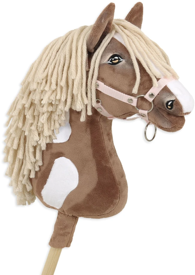 Super Hobby Horse Medinis žirgas su lazda – rudas, vakarietiško stiliaus