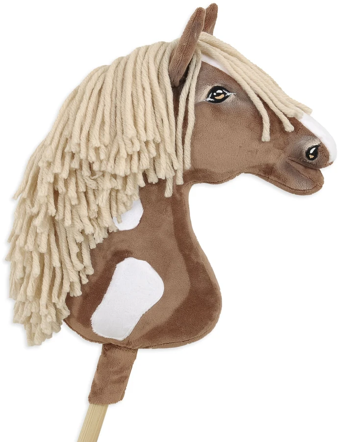 Super Hobby Horse Medinis žirgas su lazda – rudas, vakarietiško stiliaus