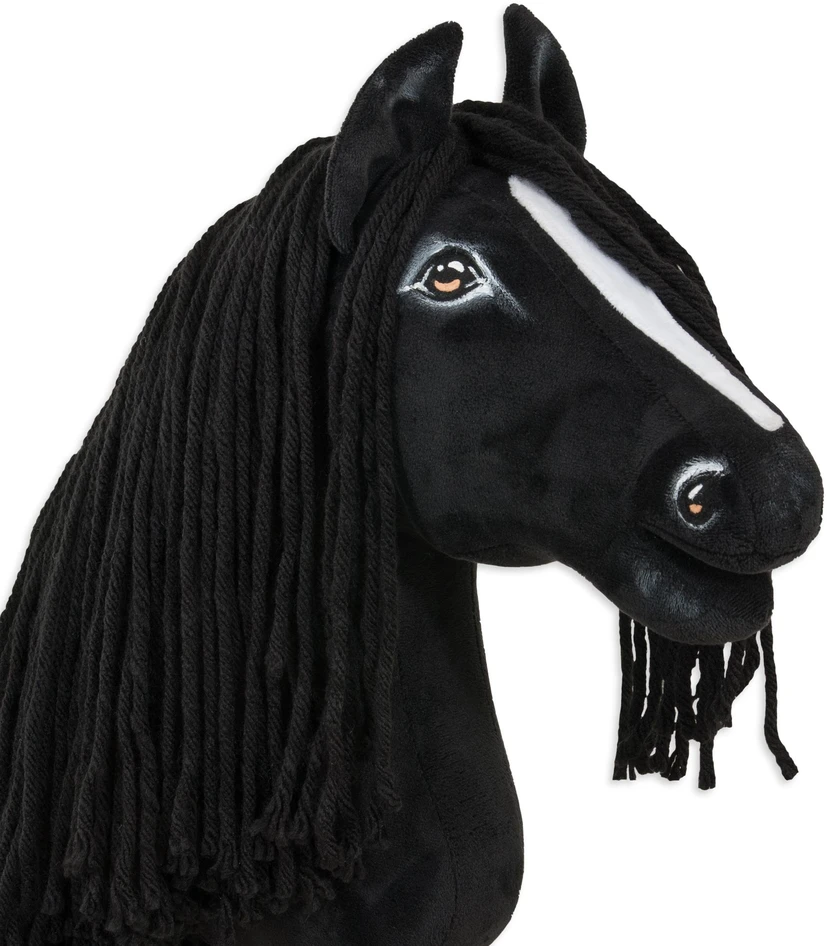 Super Hobby Horse Medinis žirgas su kotu – frizų veislės, premium
