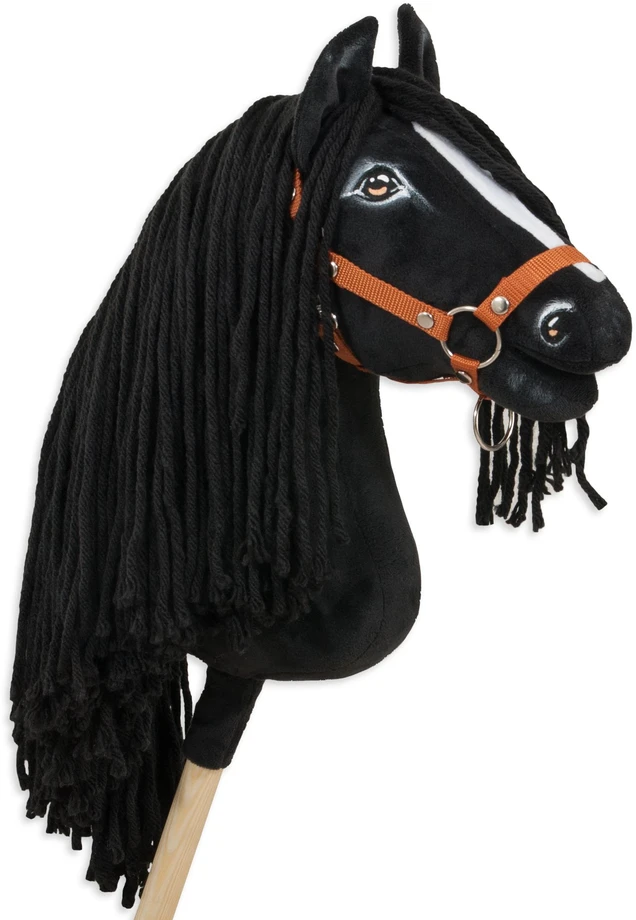 Super Hobby Horse Medinis žirgas su kotu – frizų veislės, premium