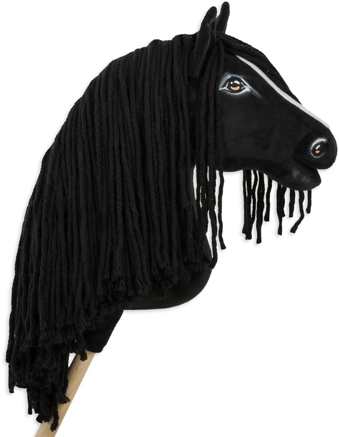 Super Hobby Horse Medinis žirgas su kotu – frizų veislės, premium