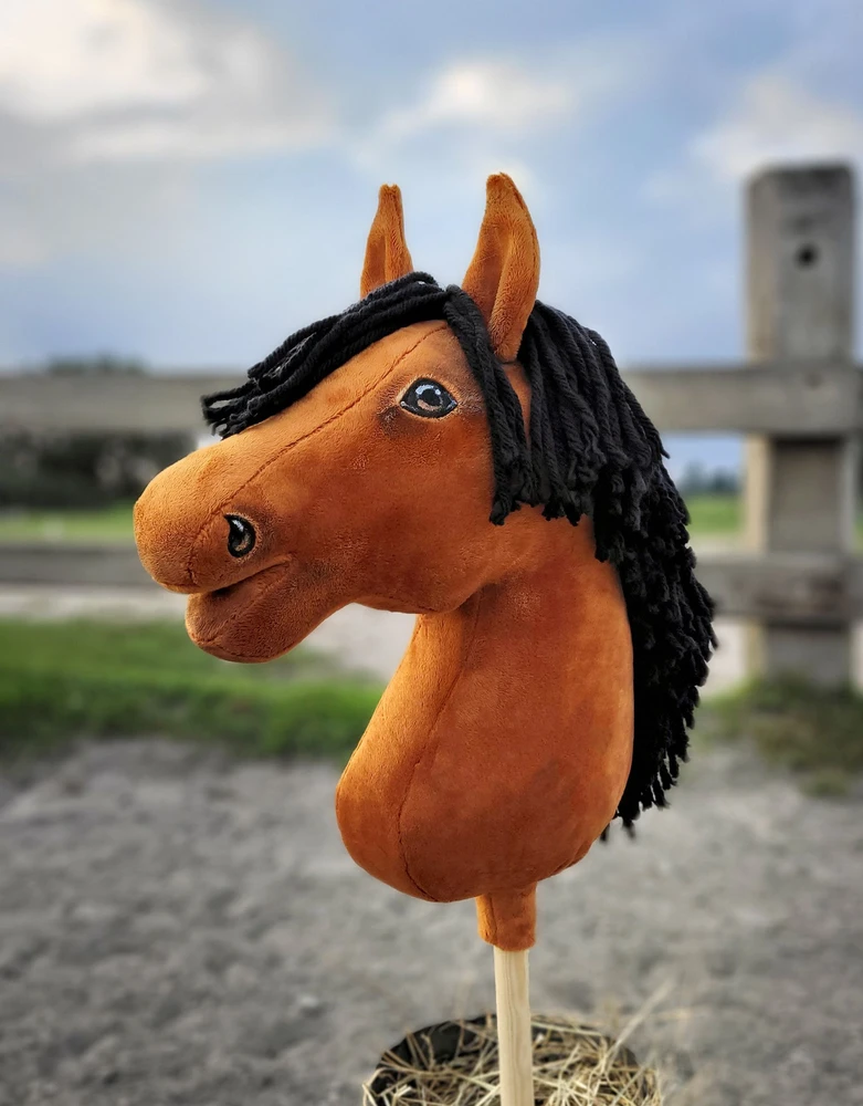 Super Hobby Horse Medinis žirgas su kotu – šviesiai rudas, Premium