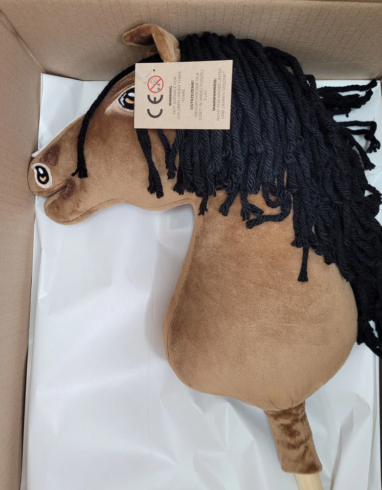 Super Hobby Horse Medinis žirgas ant lazdos šviesiai rudas Premium