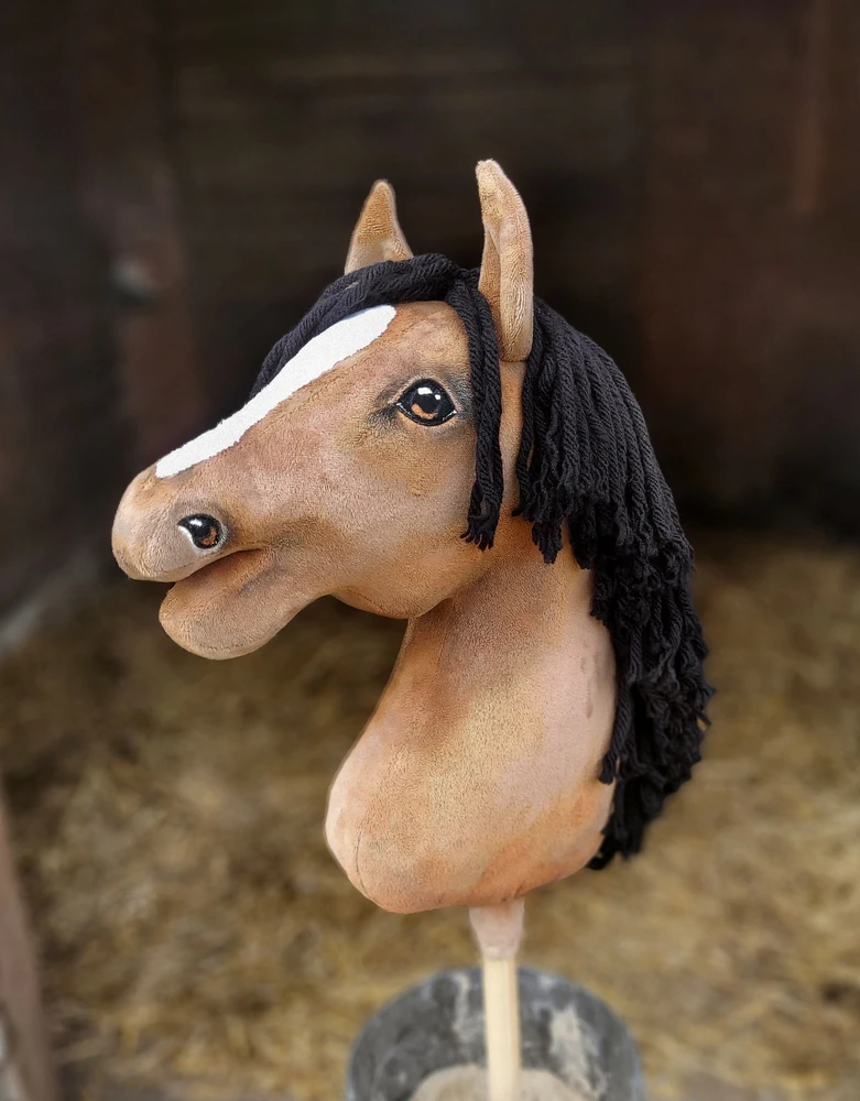 Super Hobby Horse Medinis žirgas ant lazdos šviesiai rudas Premium