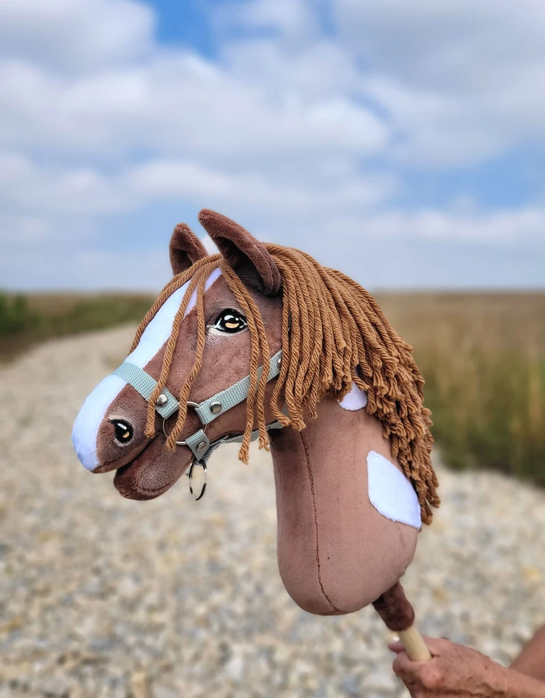 Super Hobby Horse Žaislinis arkliukas vaikams rudas su lazdele