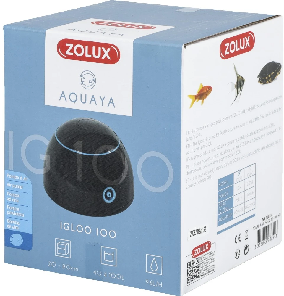 Zolux Efektyvus akvariumo oro tiekėjas Igloo 100, tylus veikimas, juodas