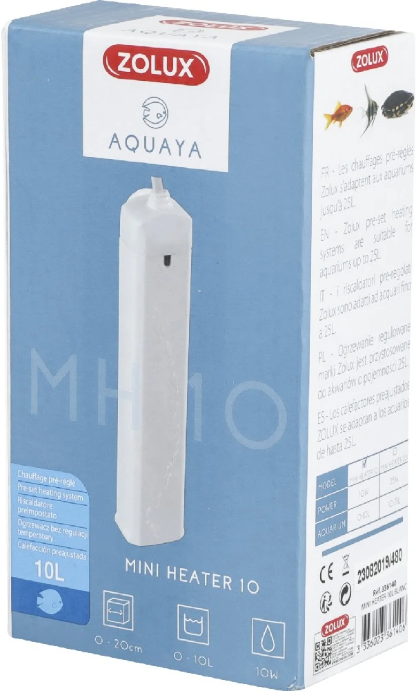 Zolux Mini akvariumo šildytuvas 10 W, skirtas 0–10 l talpai, baltas