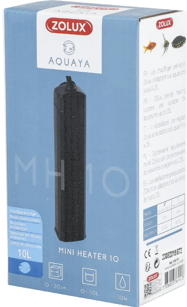 Zolux Mini akvariumo šildytuvas 10 W, skirtas 0–10 l talpai, juodas
